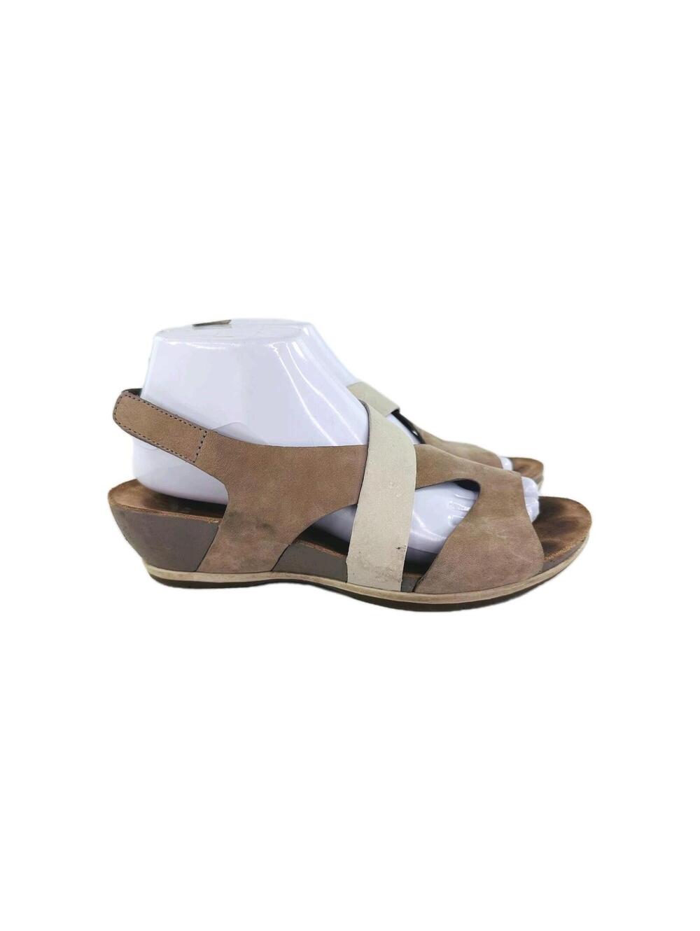Dansko Vicky slingback wedge sandals US 7.5 Eur 38 Beige/brown Nubuck Shoes